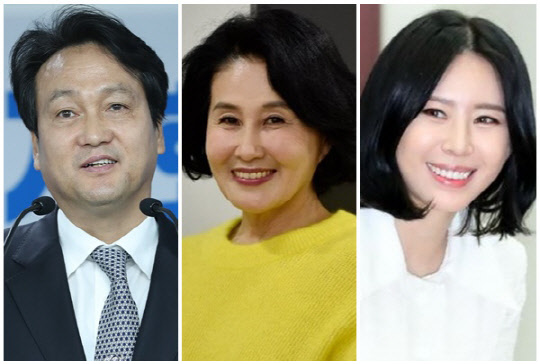 (왼쪽부터) 안민석 더불어민주당 의원, 전여옥 전 국회의원, 배우 윤지오씨. <전여옥 SNS, 연합뉴스>